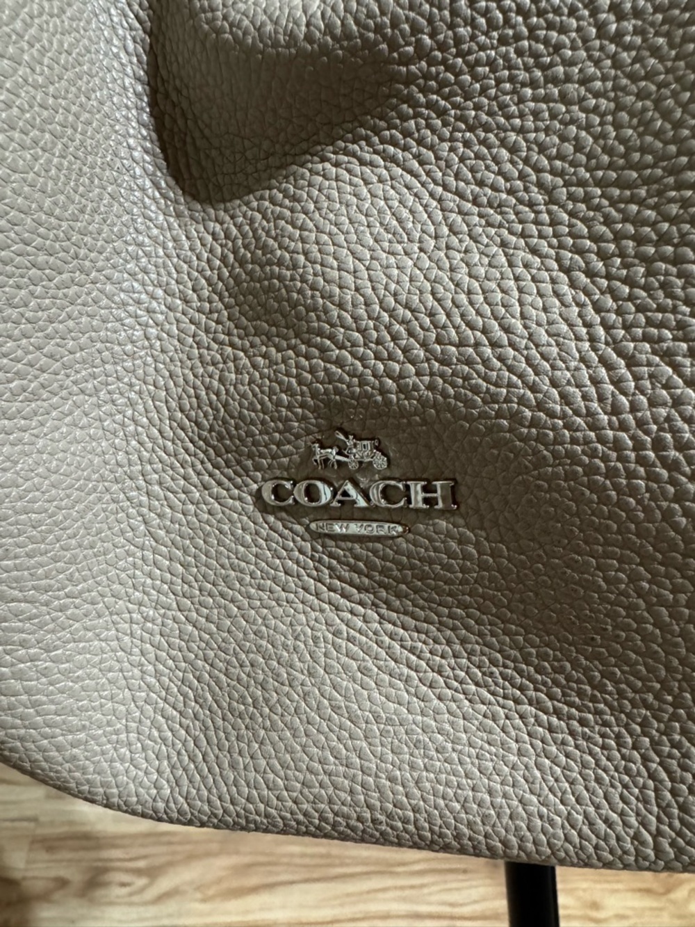 Coach Pebbled Leather Shoulder Bag in Taupe with Dark Trim - Picture 9 of 11